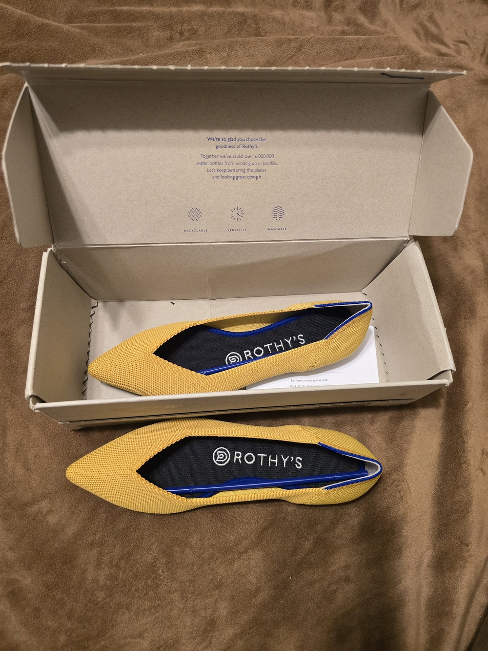Rothy's Yellow Pointed-Toe Knit Slip-On Flats
